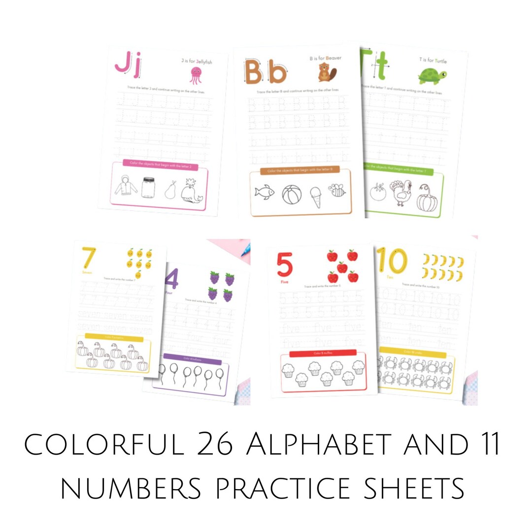 Block Tracing Practice Alphabet 26 Sheets and 11 Practice Number ...