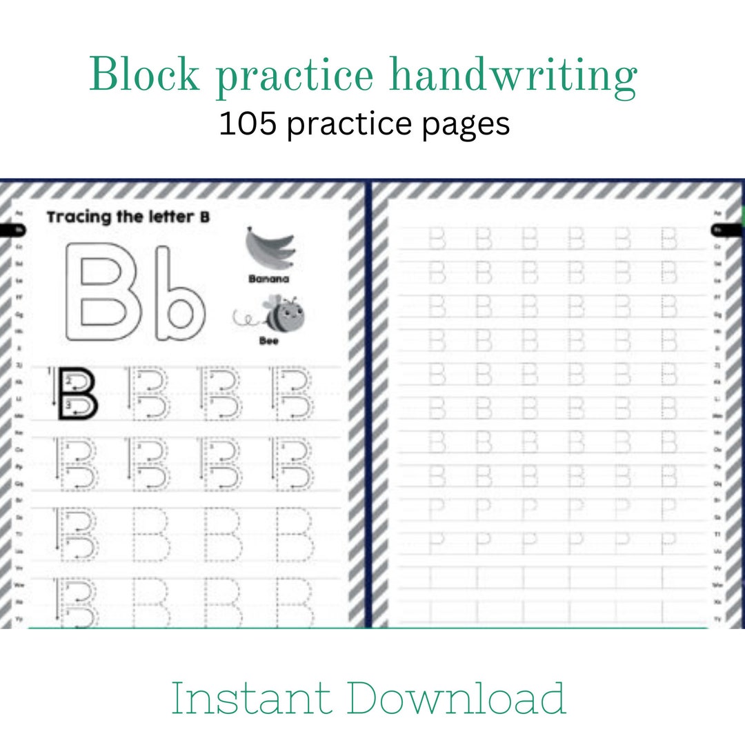 Block Handwriting Practice PDF, Instant Download, 105 Pages of Practice ...