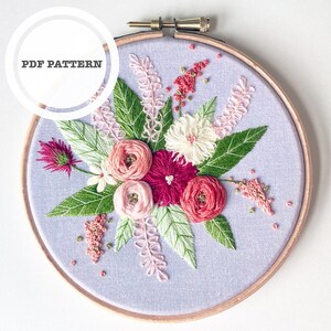 Floral Embroidery Pattern: Beginner Needlepoint (PDF Download)