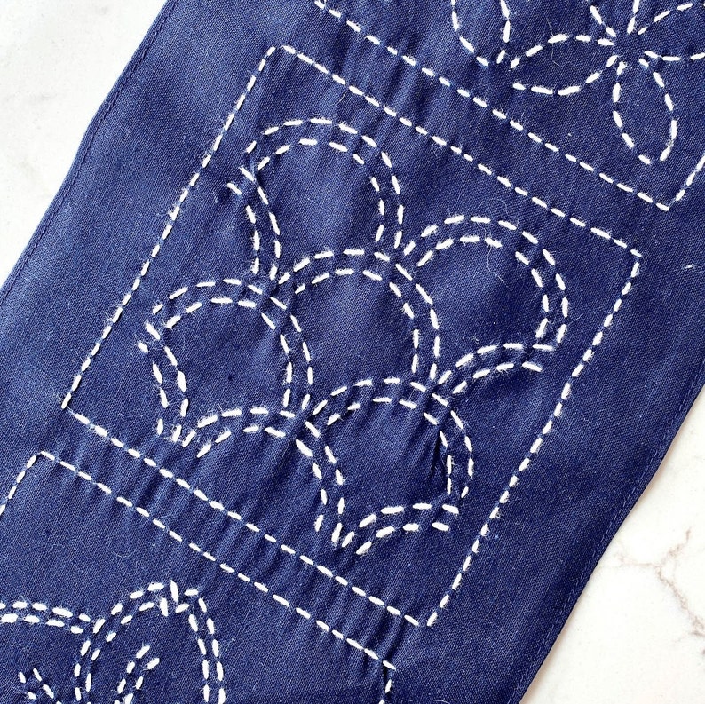 Beginners Sashiko Wall Hanging Kit Learn 3 Sashiko Designs Etsy