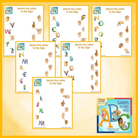 Abc's Matching Worksheets12 Reusable Sign Language Etsy