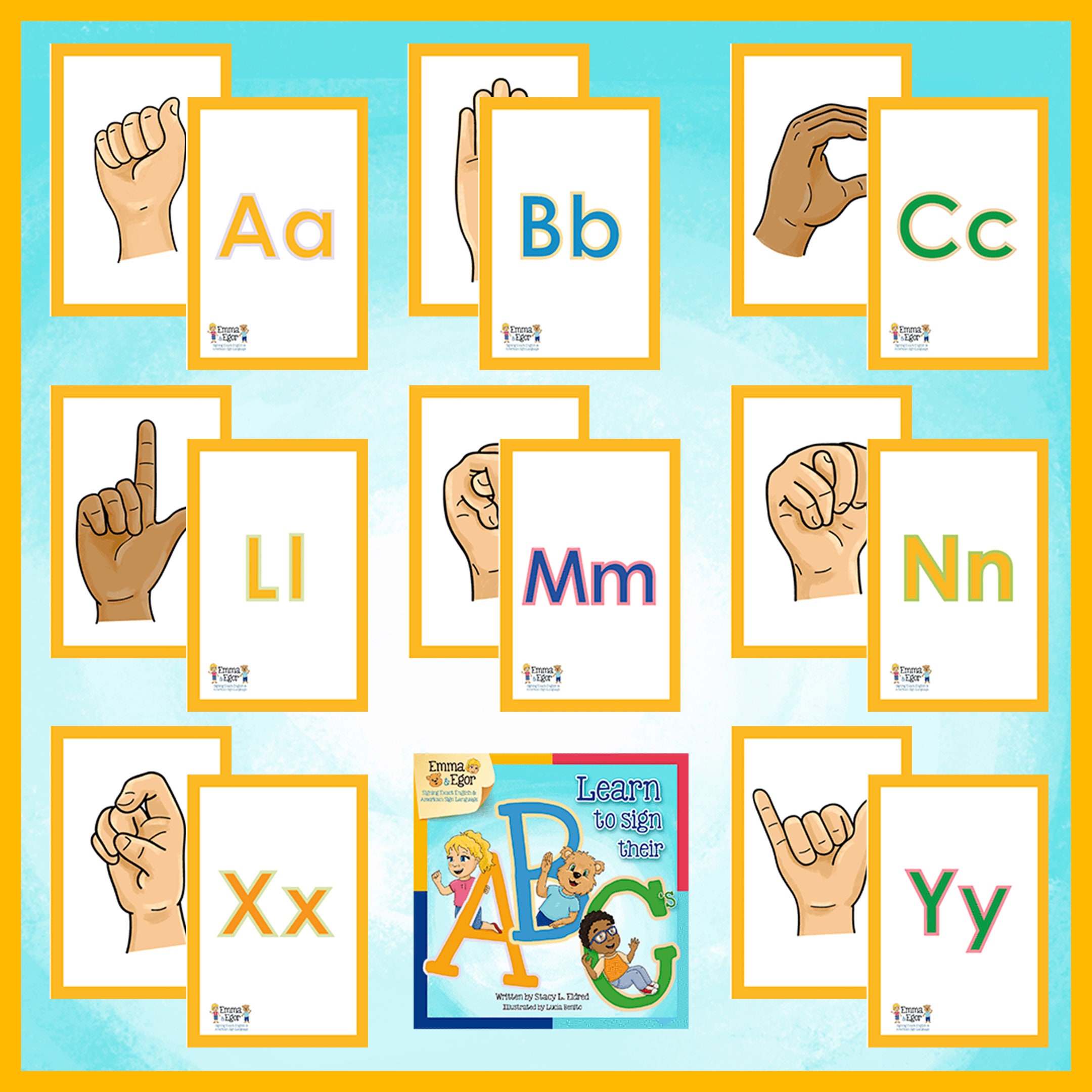 9 sets of Flashcards to Sign language with children with over Etsy