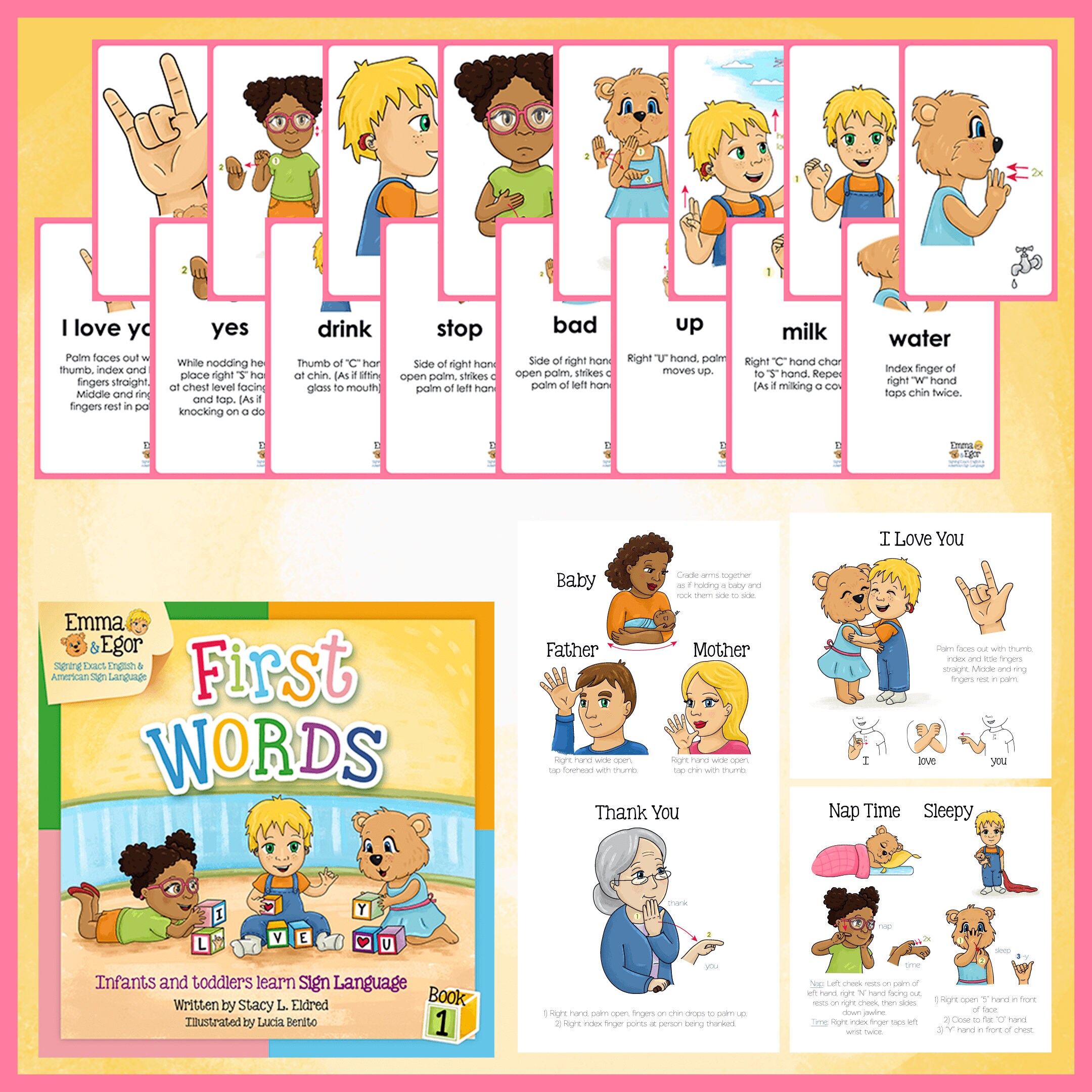 35 Flashcards Beginning Sign Language Words for Toddlers Etsy
