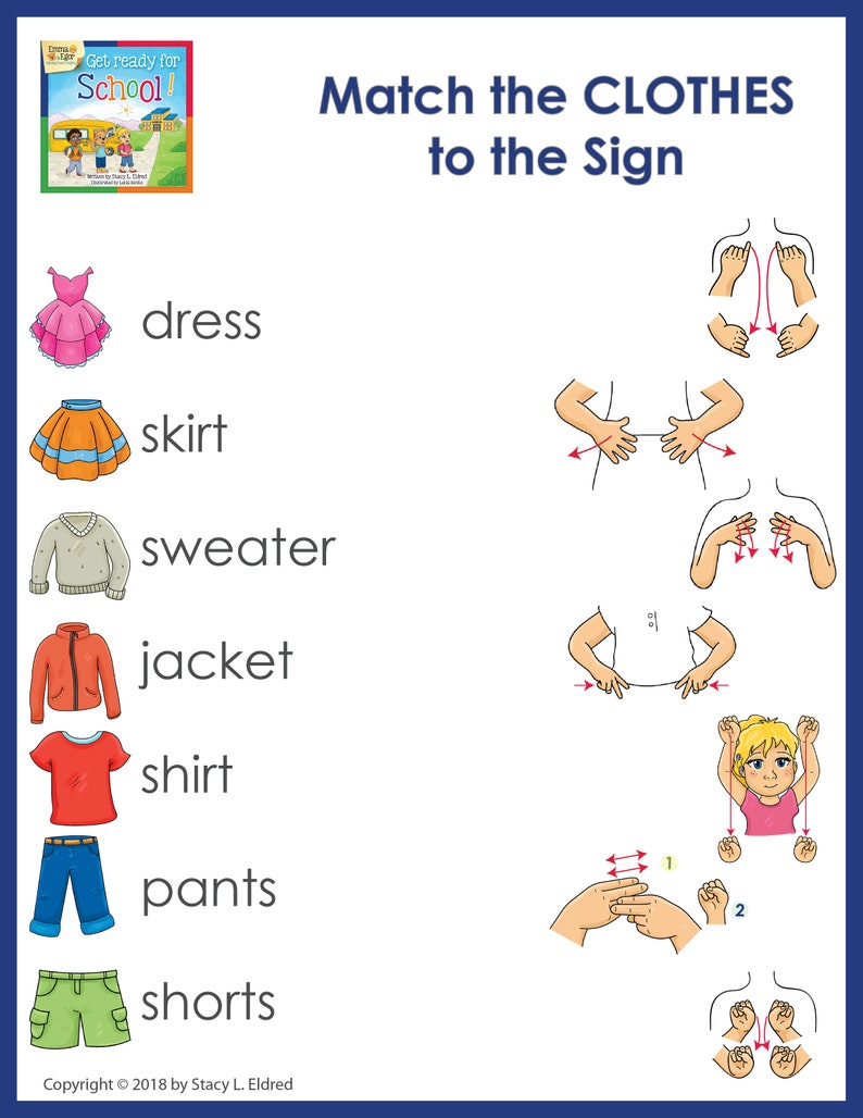 School Matching Worksheets 12reusable Sign Language getting Etsy