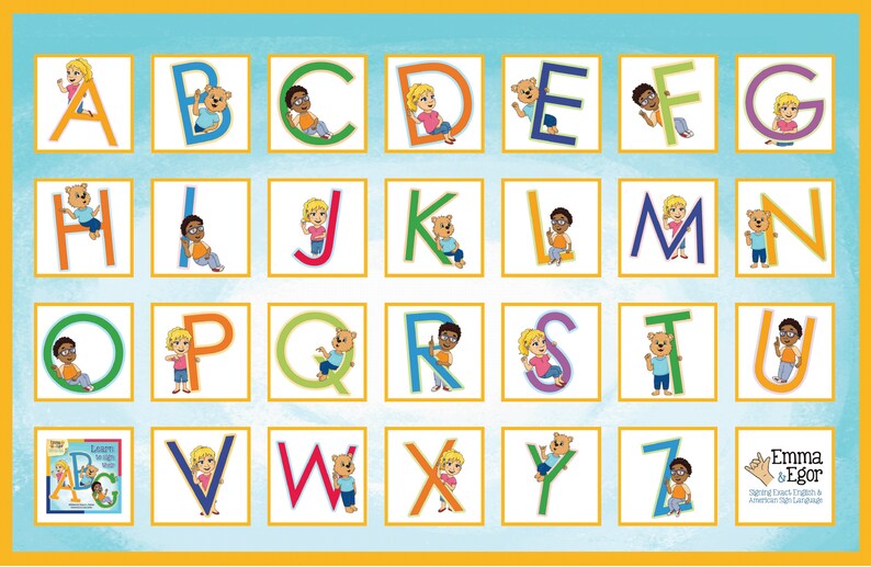32 Alphabet Flashcardsabc's in Sign Language Flashcards for Children Emma and Egor Signing