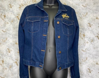 Vintage 90s Kids Youth Plant Hollywood Orlando Denim Jean Jacket