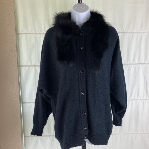 Fox fur cheap collar cardigan