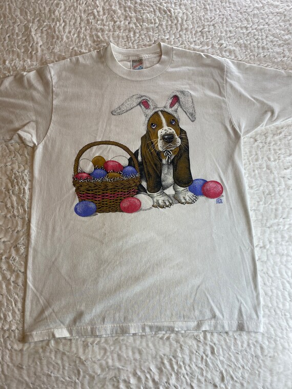 Vintage 1990s Basset Hound Easter T-shirt