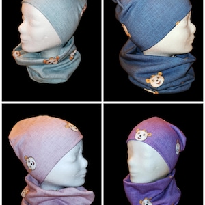 Handmade* hat and scarf Bobo dormouse linen look different colors