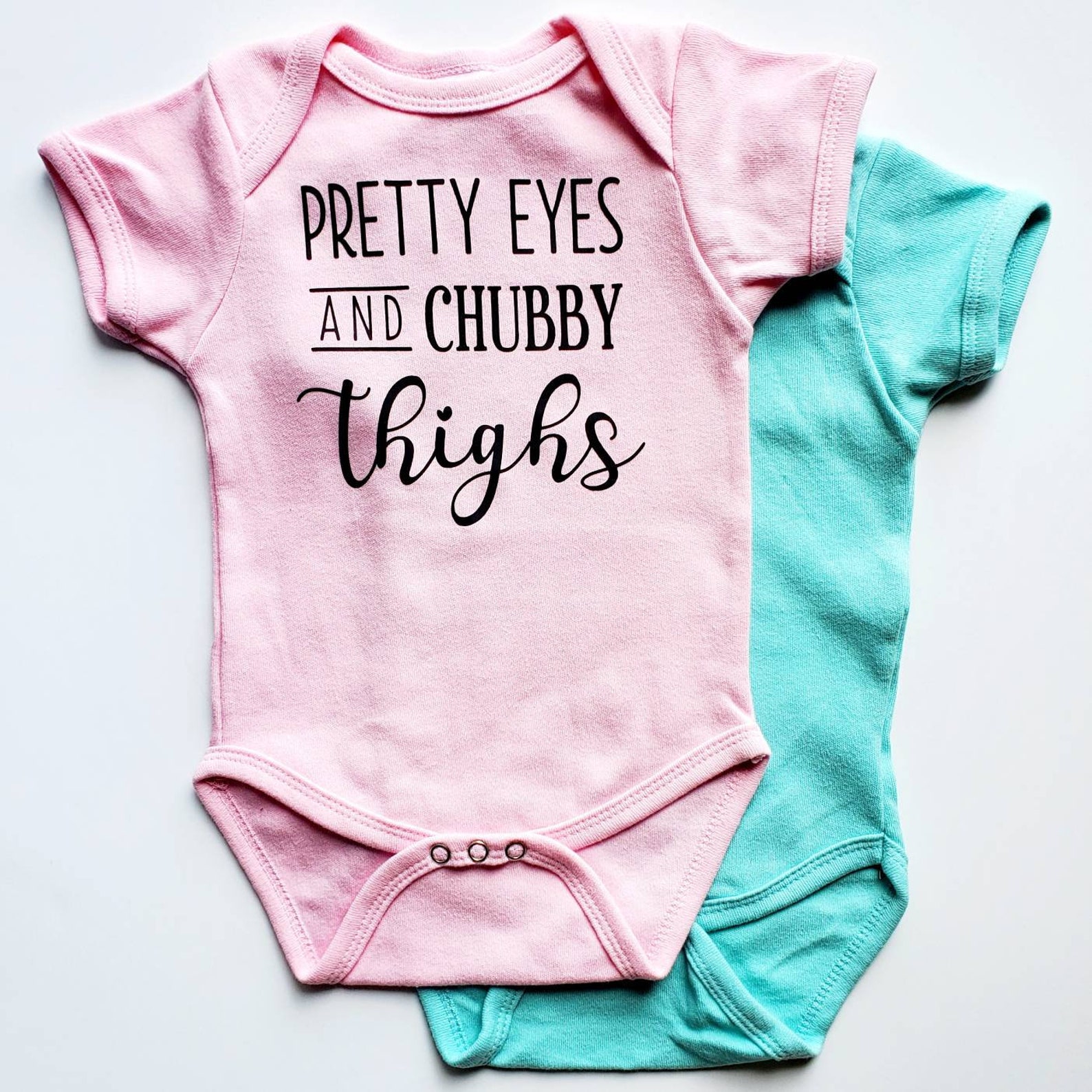 Pretty Eyes and Chubby Thighs // Baby Girl Bodysuit funny FREE Etsy