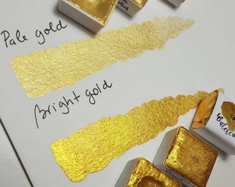 Acquerelli dorati fatti a mano, vernice fatta a mano, pigmenti dorati