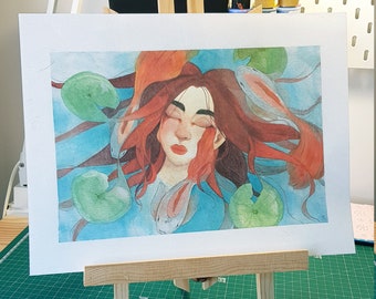 Stampa ad acquerello con lacrime rosse