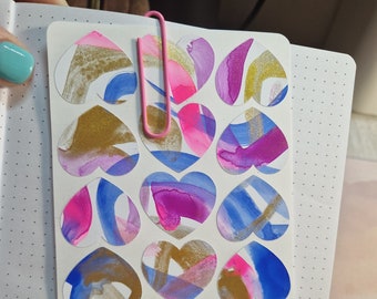 Foglio adesivo cuori acquerello - Adesivi - Adesivo Bullet Journal - Adesivi Scrapbook - Adesivi Planner e Journal - Adesivo decorativo