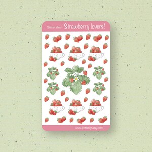Feuille d'autocollants Strawberry Lovers - Autocollants - Bullet Journal Sticker - Scrapbook Stickers - Planner and Journal Stickers - Sticker décoratif