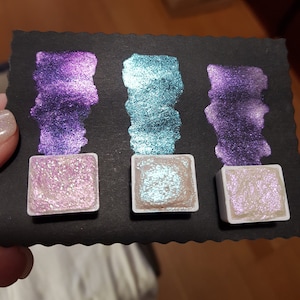 Ghost colors, handmade irisdecent watercolors, handmade paint, sparkling pigments