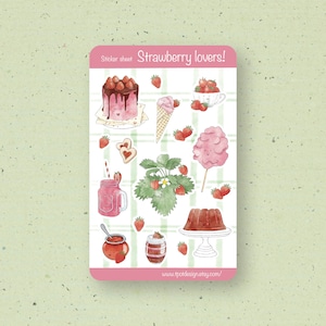 Strawberry Lovers Sticker Sheet - Adesivi - Bullet Journal Sticker - Adesivi Scrapbook - Planner e Journal Stickers - Adesivo decorativo