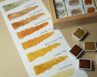 Acquerelli fatti a mano, pittura fatta a mano, pigmenti di terra