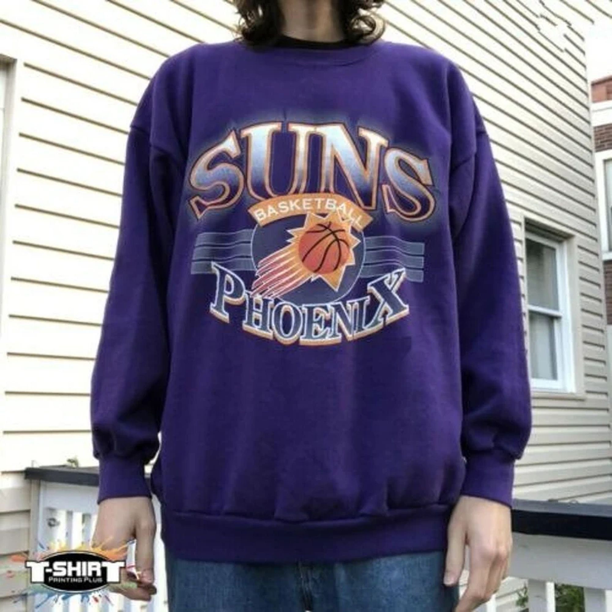 Vintage Phoenix Suns T-Shirt Nutmeg Mills USA Men Purple Barkley Majerle  NBA XL