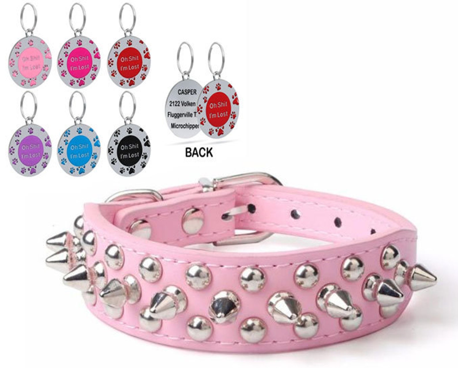 Stainless Steel Dog Tagdog Collarspike Dog Collarpet Tags Etsy