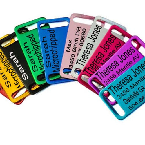 Personalized Slide on Pet ID Tag Dog Collars Custom Engraved Etsy