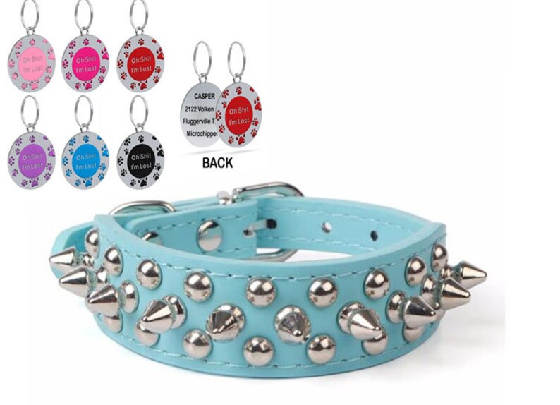 Stainless Steel Dog Tagdog Collarspike Dog Collarpet Tags Etsy