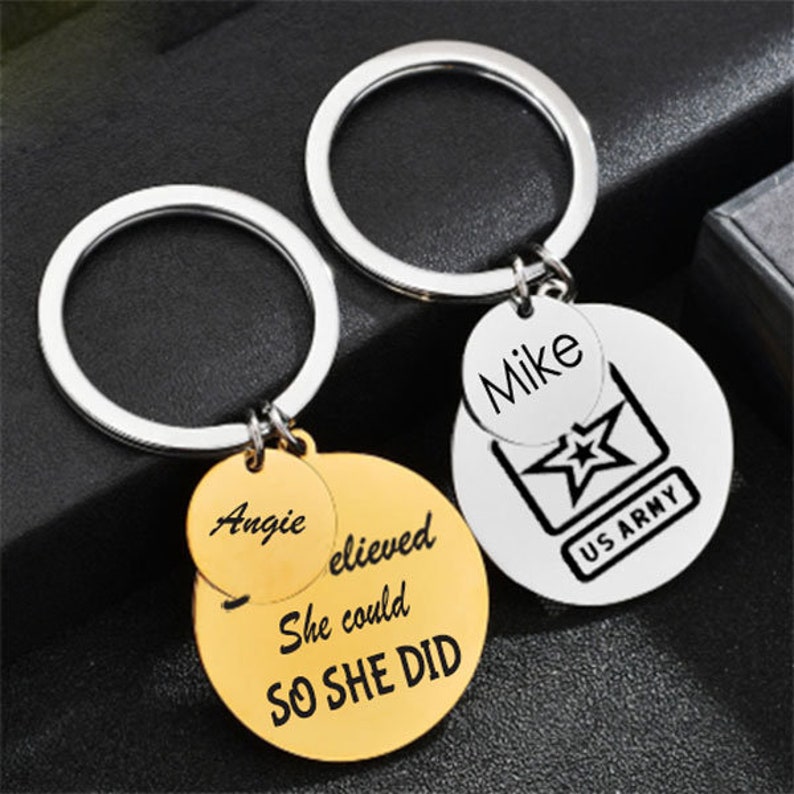 Custom Engraved Keyring Keychain Gold Silver Rose Gold Etsy