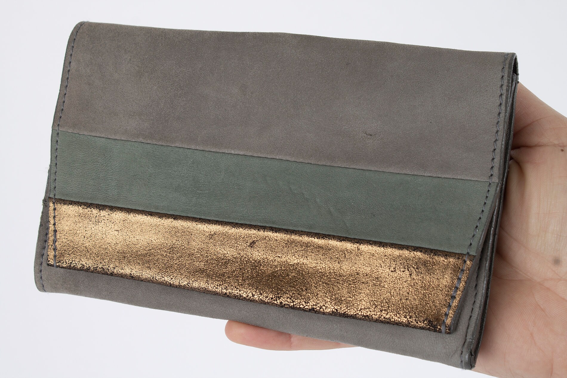 Women's Grey Leather Wallet / Suede Gray Wallet / Unisex Etsy