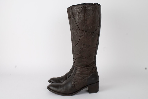 US9.5 Italian Leather Womens Boots / Chunky Heeled