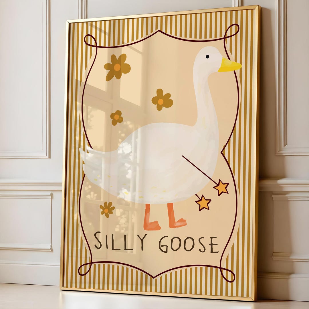 Silly Goose Bathroom Print, Cute Goose Poster, Bathroom Print, Funny ...