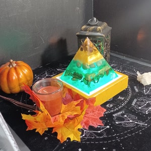 Resin Esoteric Pyramid Lamp ( WEALTH)  (RGB) (Remote Control) (usb)