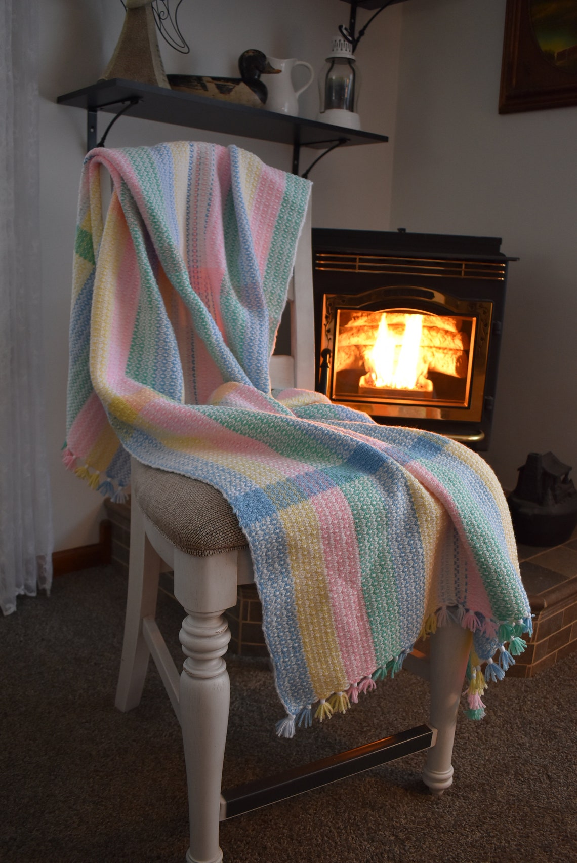 Handmade Loom Woven Afghan Blanket Throw Lap Blanket Etsy