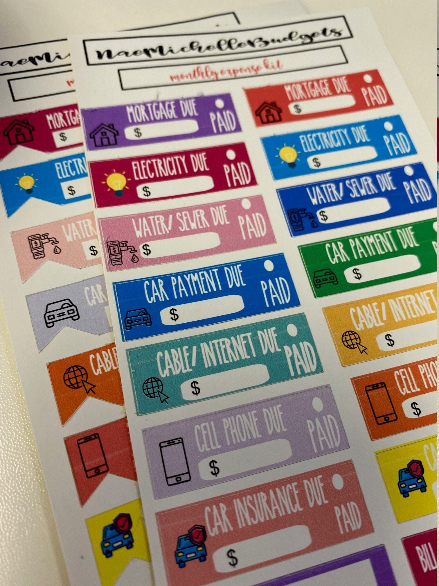 monthly budget expense stickers