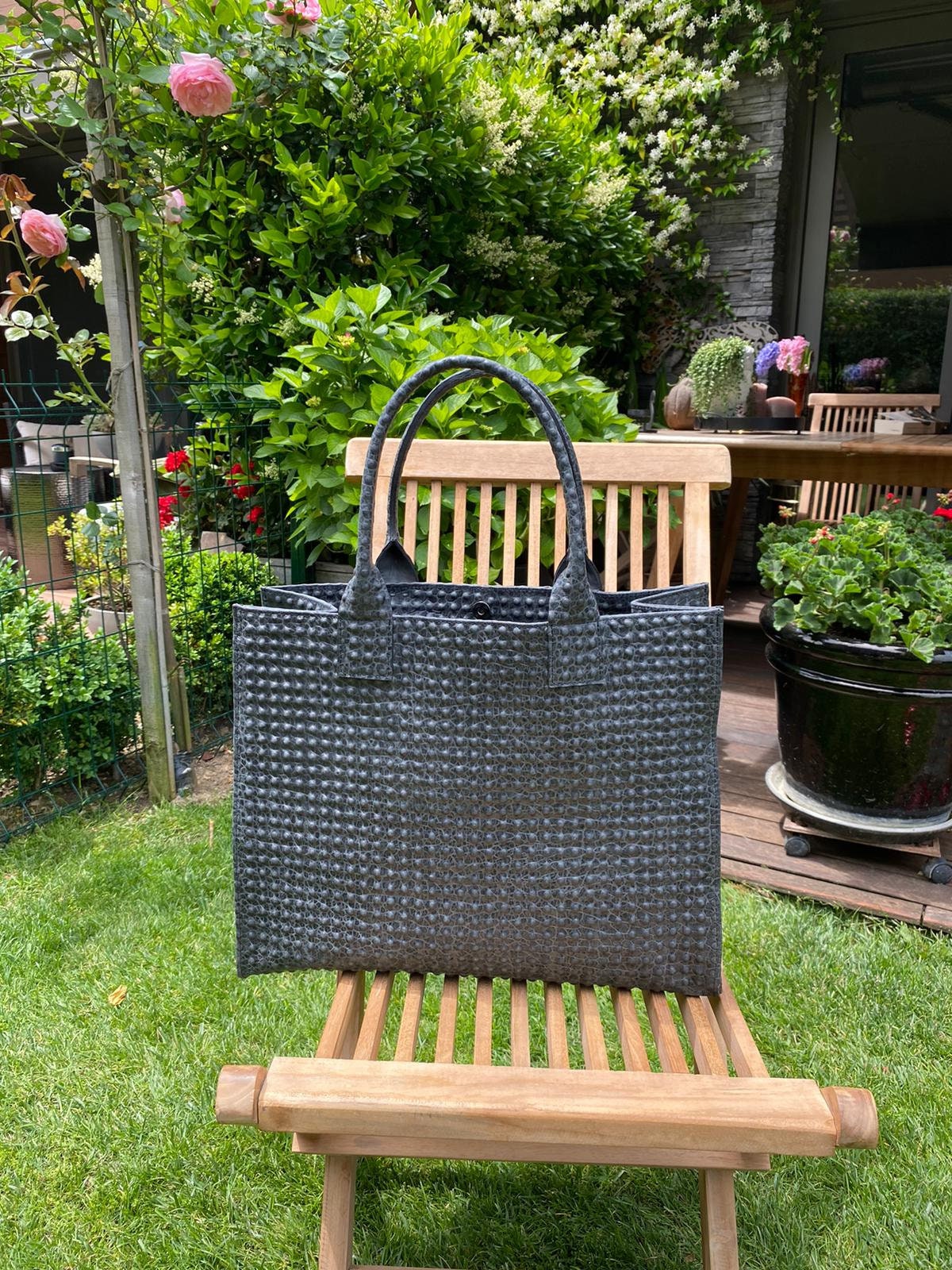 Textured High Quality Leather Tote Bag Etsy UK