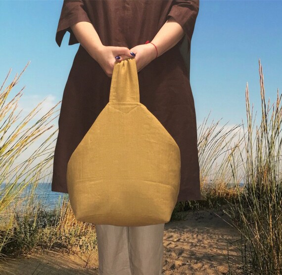 READY TO Ship.linen Large Bag in Caramel Color.big Bag in