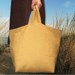 Linnen Tote Bag.Japanse stijl Tote Bag.Market Bag.Bag met zak. Zachte linnen boodschappentas. Strandtas. afbeelding 5