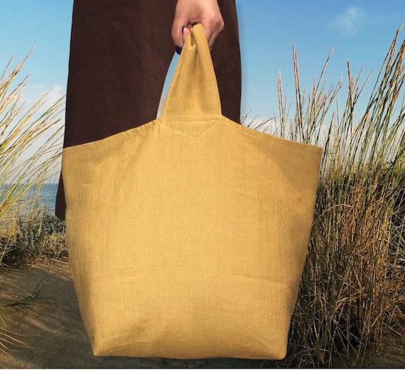 READY TO Ship.linen Large Bag in Caramel Color.big Bag in READY TO Ship.linen Large Bag in Caramel Color.big Bag in