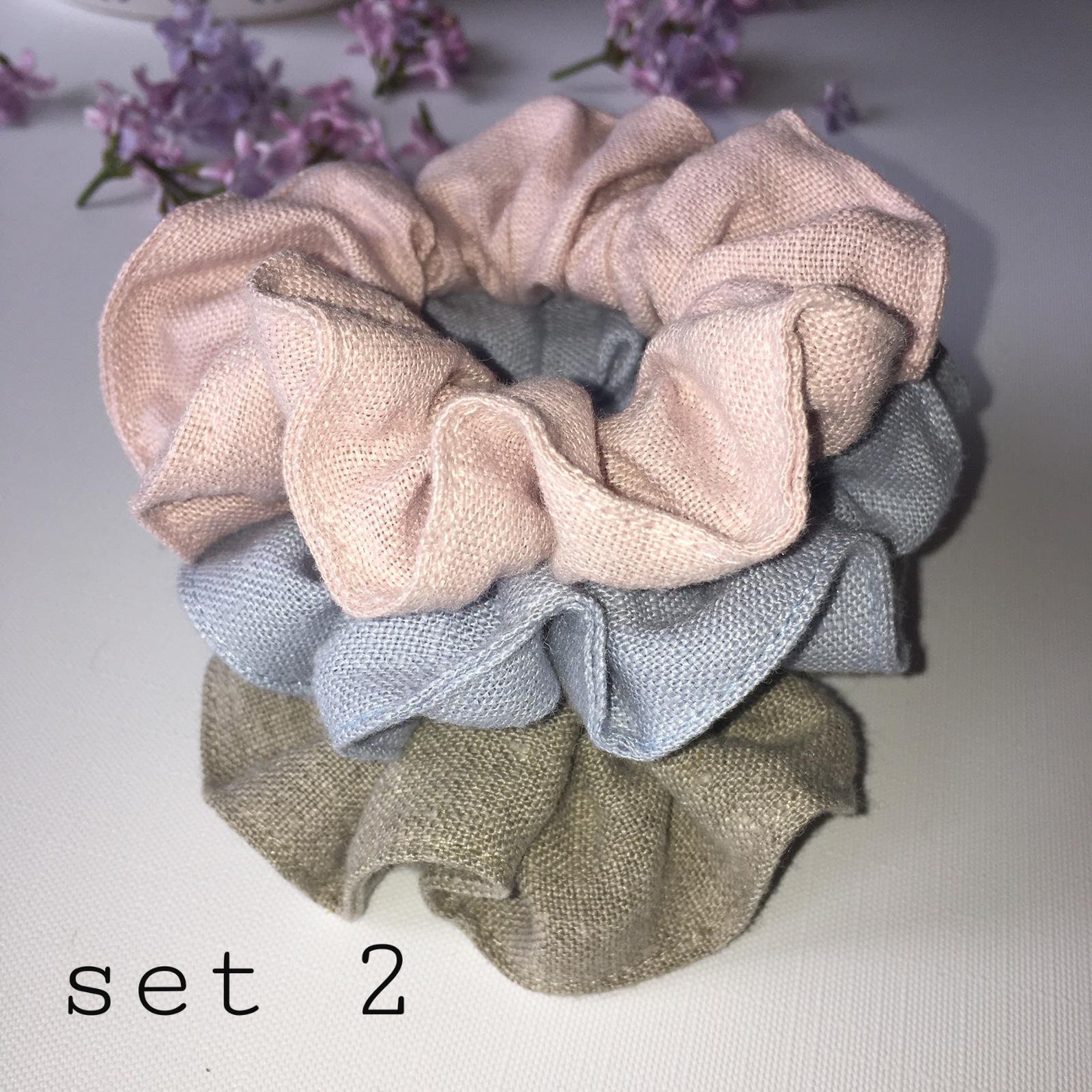 Linen Elastic Bands for Hair. Set of 3 Elastic Bands for Hair. Etsy