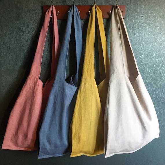 Linen Tote Bag.linen Hobo Bag.best Bag.pocket Bag.soft Linen