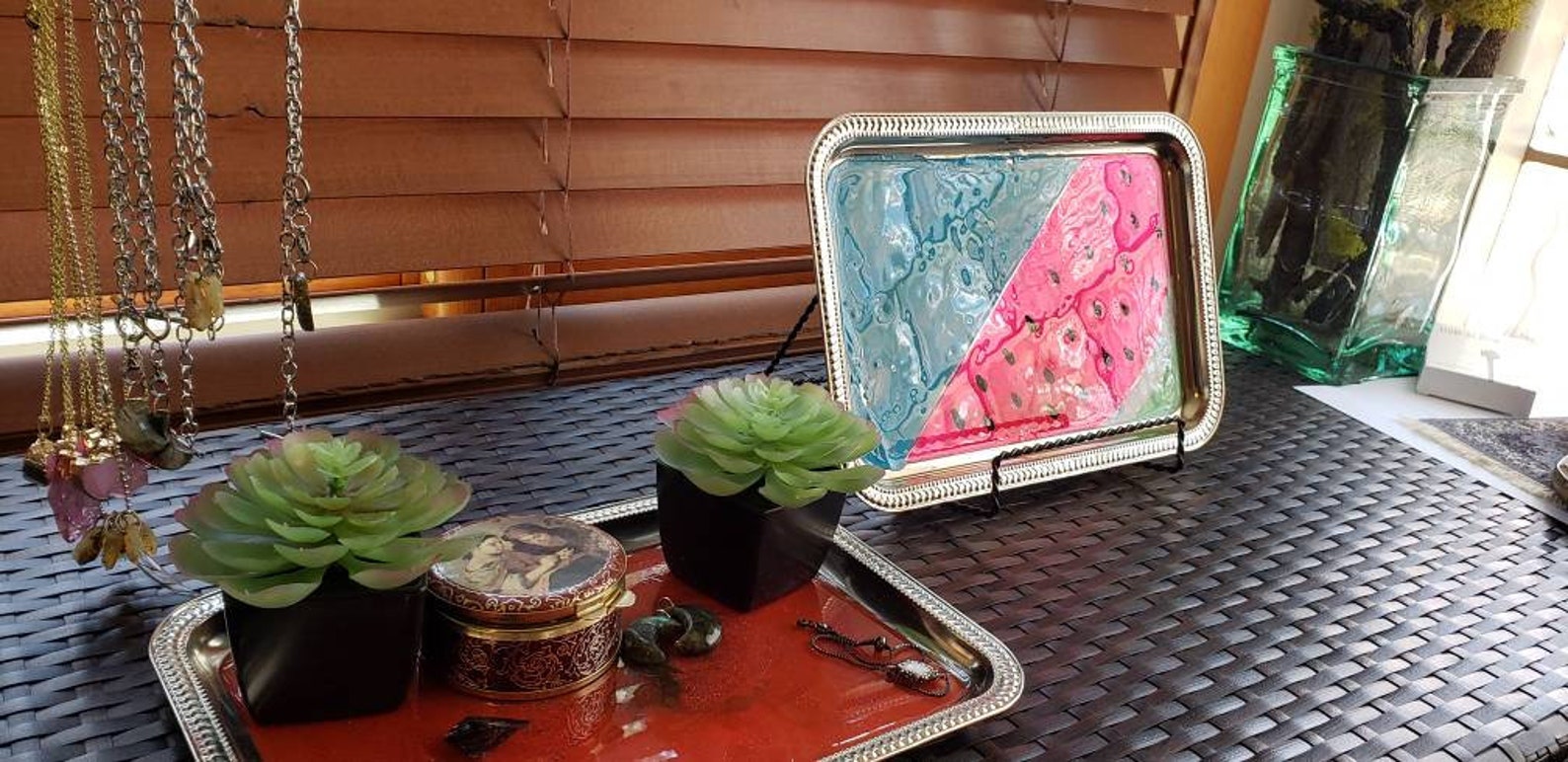 Decorative tray to hang on wall or for keys Etsy