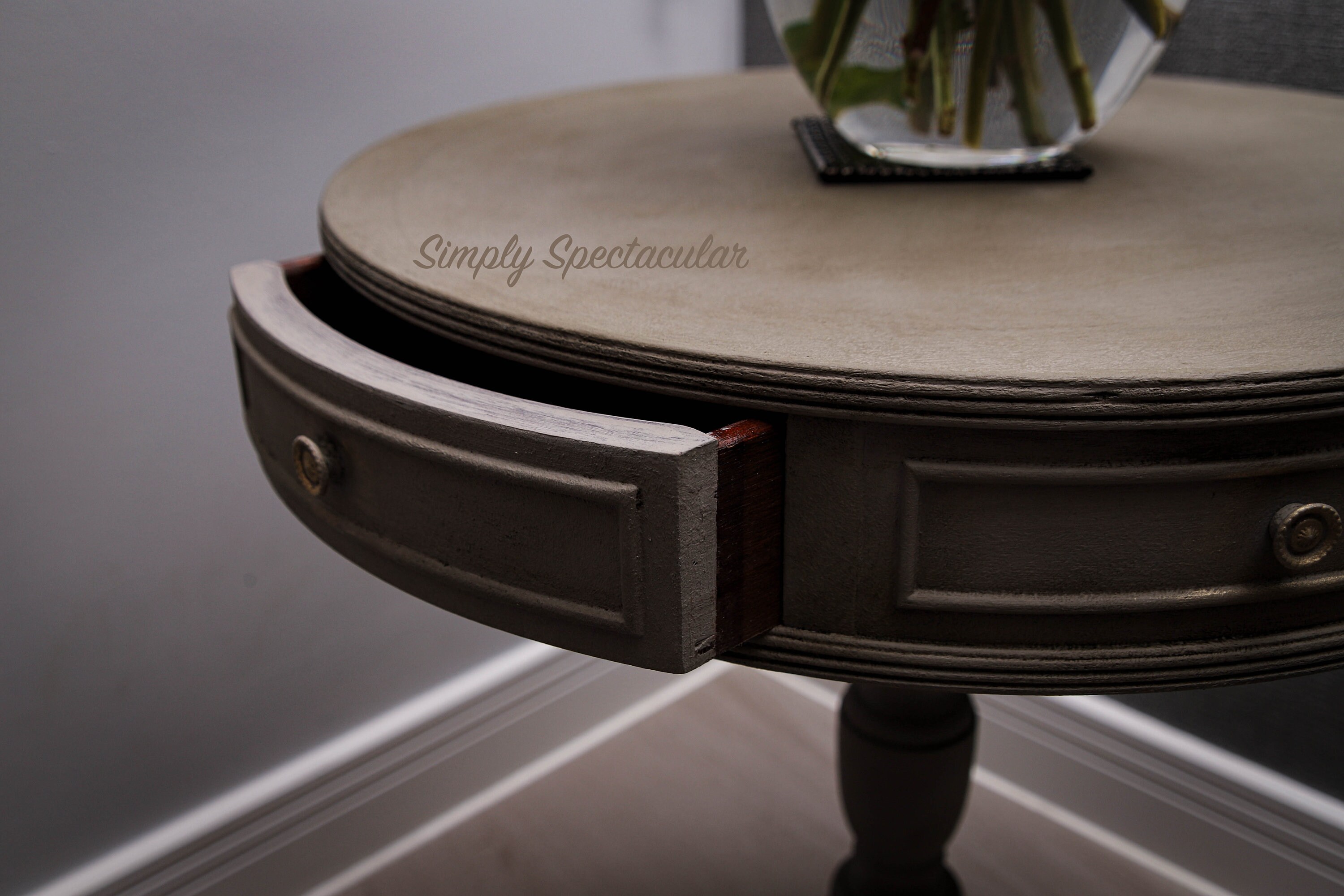 SOLD SOLD SOLD.... Classic Drum / Side Table Aged finish in Etsy