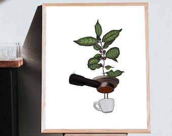 Coffee Printable Wall Art | Coffee Poster | Coffee Art | Coffee Beans Art | Kitchen Art | Dining Room Art | Home Wall Art | Digital Download