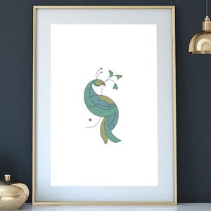 Peacock Indian Modern Printable Wall Art | South Asian Art | Desi Art | Neutral Art | Minimalist Print | Home Wall Decor | Digital Download