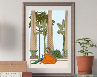 Mughal Style Printable Wall Art | South Asian Art | Desi Art | Indian Modern Art | Indian Woman Art | Home Wall Decor | Digital Download
