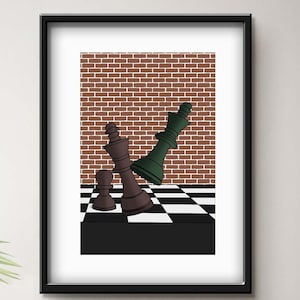 Chess Piece Art Print: Modern Game Room Decor (Digital Download)
