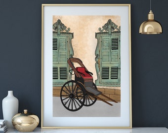 Indian Rickshaw Art Print: Tuk Tuk Travel Poster (Digital Download)