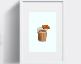 Chai Indian Modern Printable Wall Art | South Asian Art | Desi Art | Neutral Art | Minimalist Print | Home Wall Decor | Digital Download