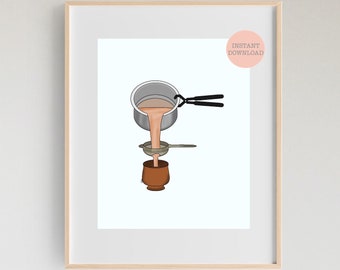 Chai Art Print: Modern Indian Kitchen Decor (Digital Download)