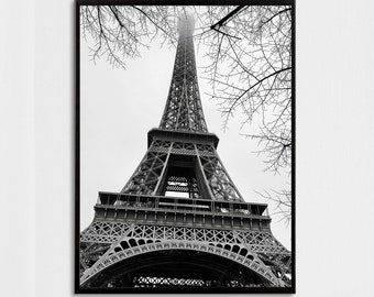 Eiffel Tower Print: Black & White Paris Photography (Digital Download)