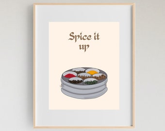 Desi Spice Box Art Print: Indian Masala Dabba Kitchen Decor (Digital Download)