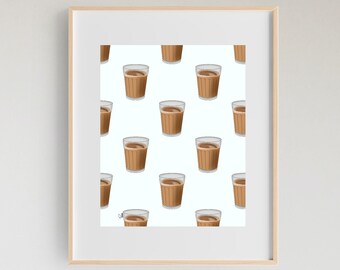 Chai Indian Modern Printable Wall Art | South Asian Art | Desi Art | Neutral Art | Minimalist Print | Home Wall Decor | Digital Download